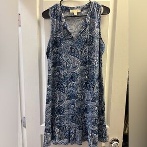 Michael Kors Blue Paisley V-Neck Dress